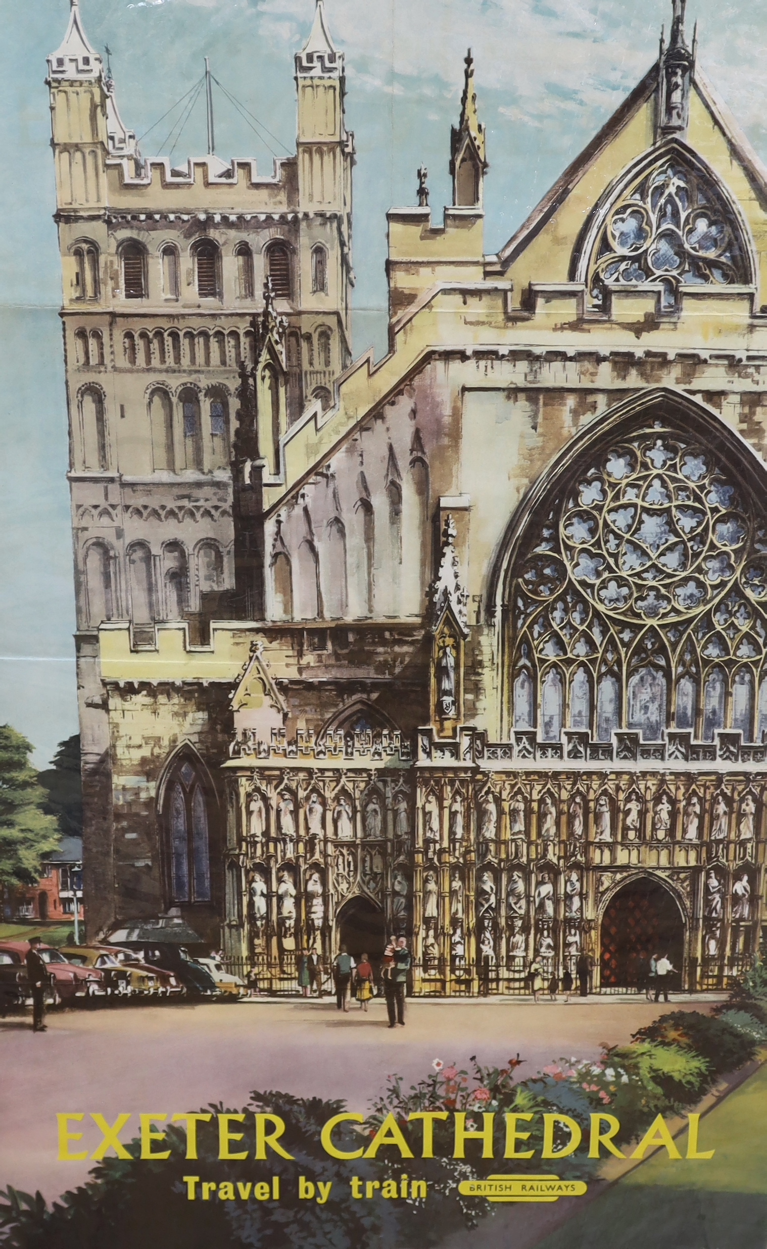 Alan Carr Linford (b.1926), lithographic poster for British Railways, 'Exeter Cathedral - Travel by Train', P.R169/60, 101.5 x 63cm, unframed